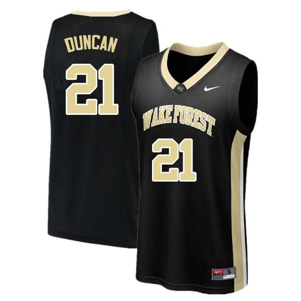Men #21 Tim Duncan Wake Forest Demon Deacons College Basketball Jerseys Sale-Black